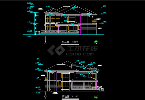 一套现代二层别墅建筑图纸（共7张）-图二