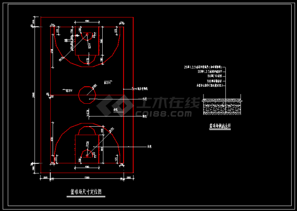 标准网球场构造设计CAD施工图纸-图二