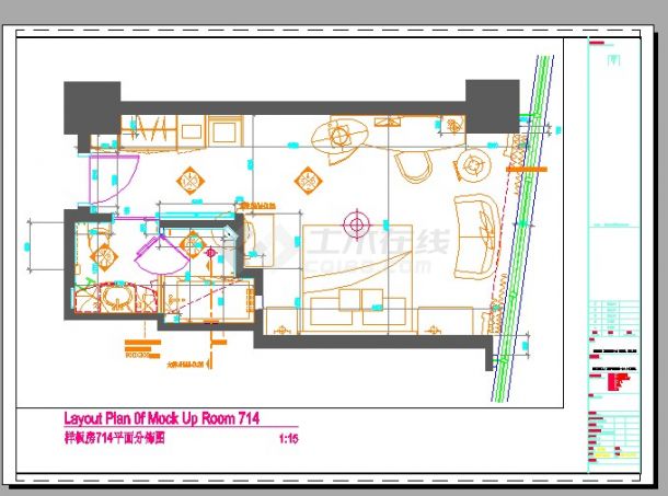 香格里拉标准样板房设计cad全套建筑施工图-图二