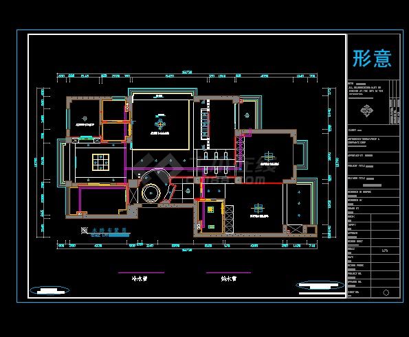 某地区望江苑别墅装修设计cad施工图-图二