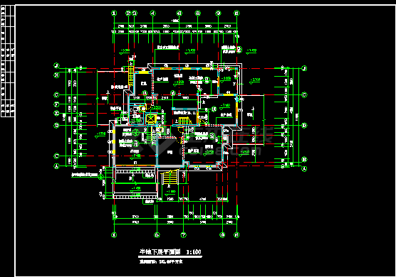 某区某高档别墅T型建筑施工图CAD图纸-图二