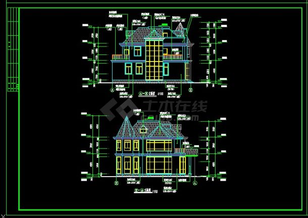 某地区两层半小别墅设计cad建筑结构施工图-图二