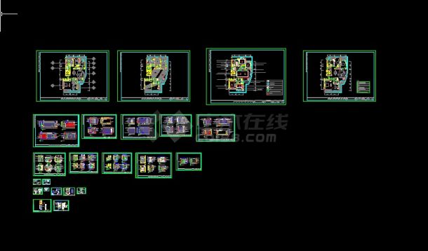 某地区深蓝广场E1户型别墅设计cad施工图-图一