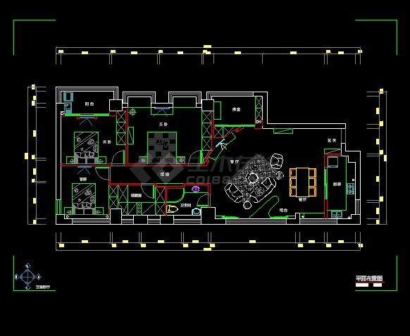 某地区明珠大厦住宅装修设计cad施工图-图二