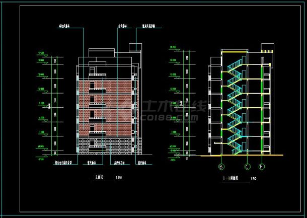 某大学精品公寓楼建筑设计cad施工图-图二