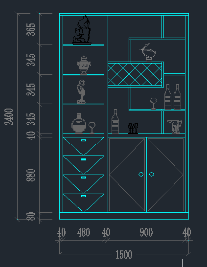一些酒柜的立面图CAD图纸-图二