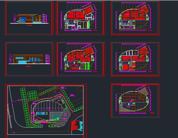 某地区五层学校图书馆建筑设计CAD施工方案图_图1