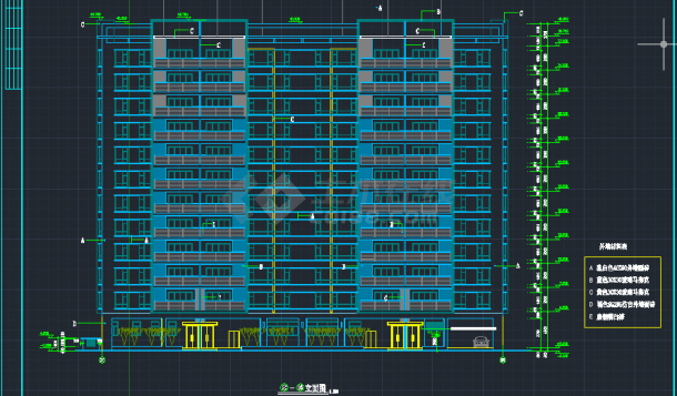 某地区十二层商住楼建筑设计CAD施工图纸-图二