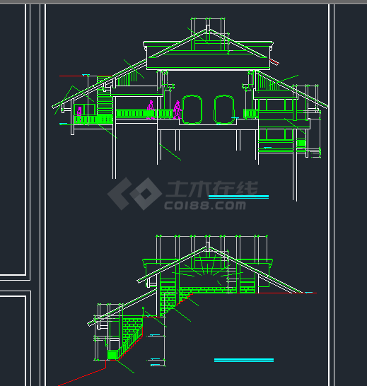 某地区二层茶室建筑设计CAD施工图-图二
