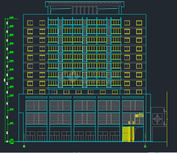 某地区一套12层综合楼建筑设计CAD施工图-图二