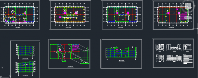 某四层大学图书馆建筑设计CAD施工图_图1