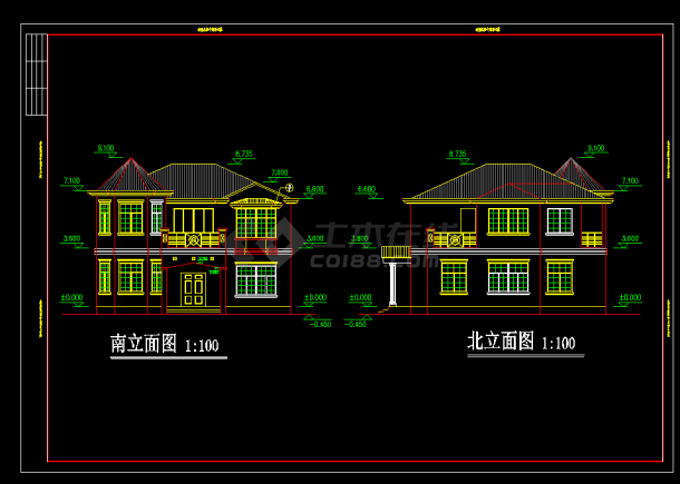 某地区一套两层小别墅设计cad建筑施工图带效果图-图二