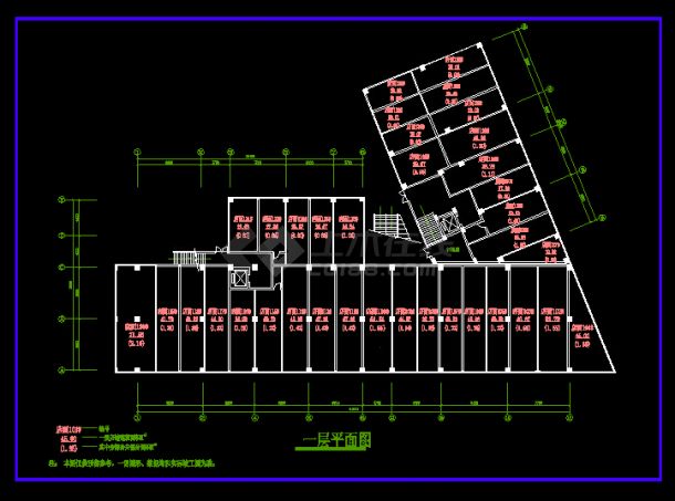 十层综合楼建筑平面设计图（上部公寓）-图二