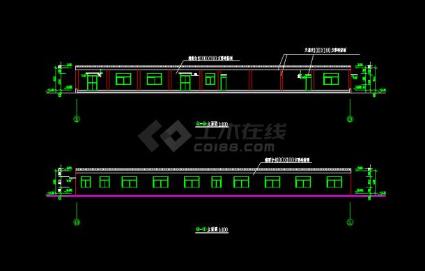 单层框架结构食堂建筑施工图纸-图二