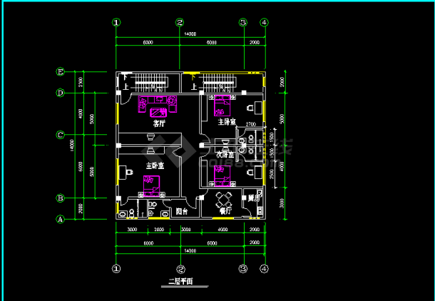 某市多层商住楼建筑设计施工CAD图-图二