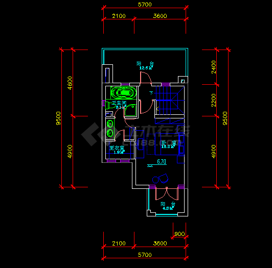 带夹层联排别墅建筑户型图纸（共4张）-图二