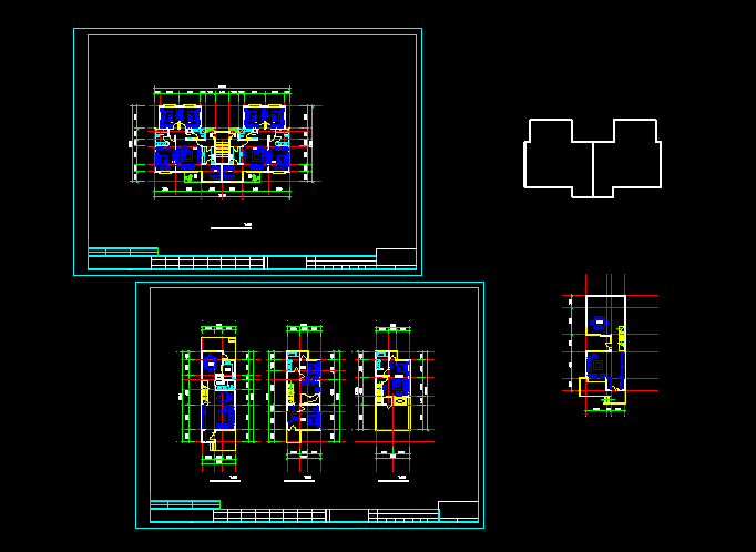 一套比较小型的联排别墅建筑设计图纸_图1
