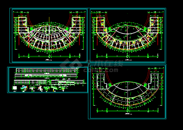 某市广场舞台及网点建筑设计施工CAD图-图一