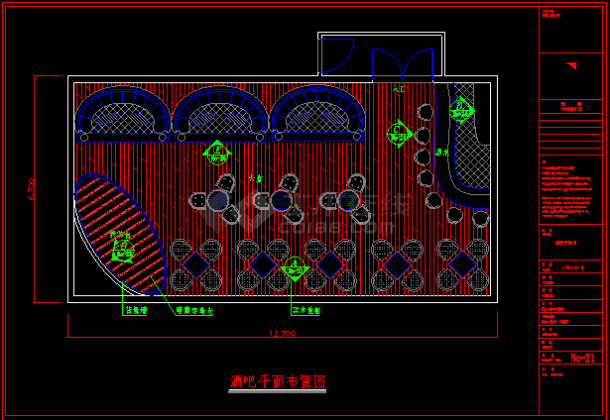 某市酒吧建筑设计平面施工cad图-图二