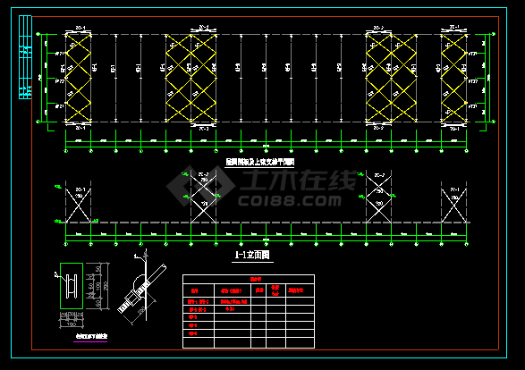 某双层钢架厂房结构cad施工设计图 -图二