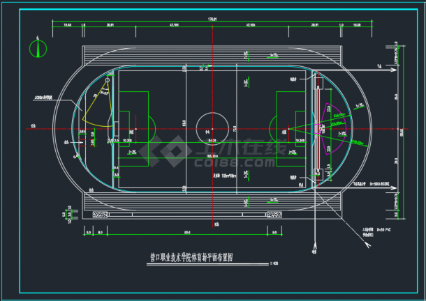 某地学校体育场建筑CAD施工图纸-图二