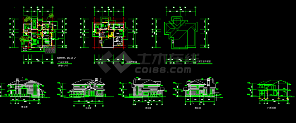 一套实用的别墅建筑CAD图纸（共8张）-图一