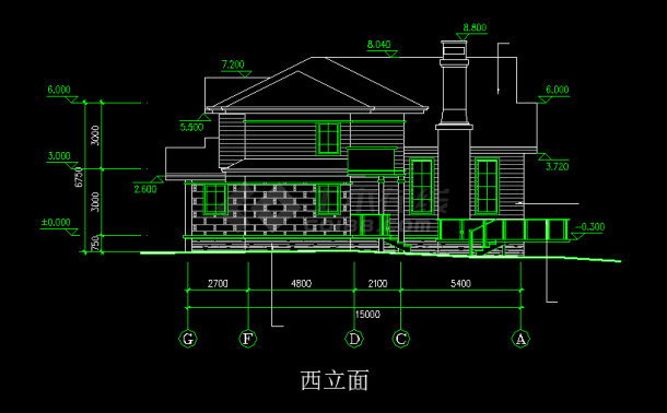一套实用的别墅建筑CAD图纸（共8张）-图二