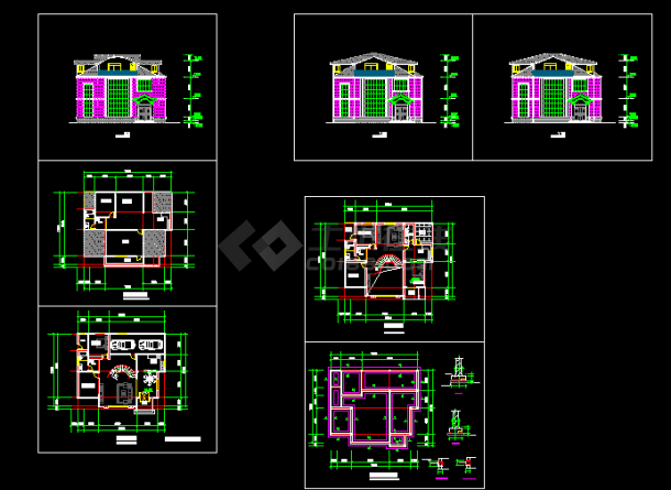 某地小型二层别墅建筑图（共7张）-图一