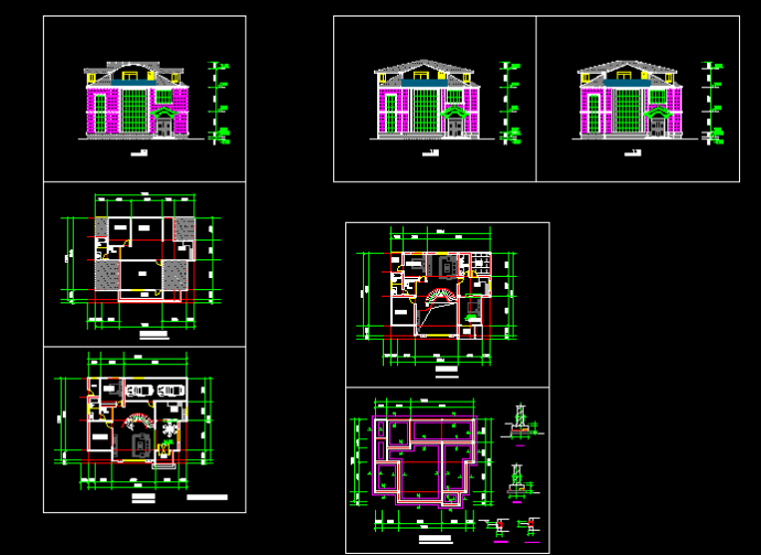 某地小型二层别墅建筑图（共7张）_图1