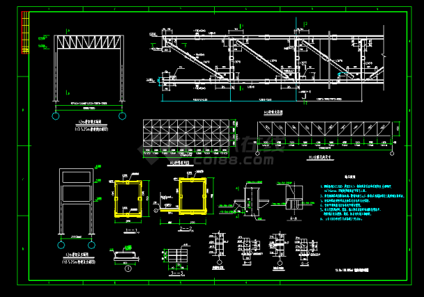 某工业用管网钢桁架及支撑结构设计图-图二