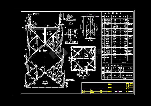 某50米通信塔结构cad施工设计图-图二