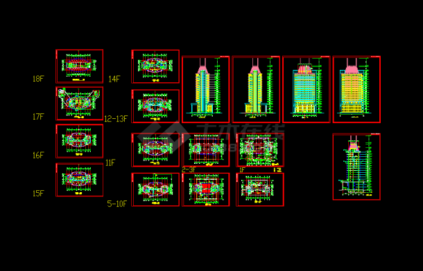 某十八层高层办公楼建筑设计cad方案图-图一