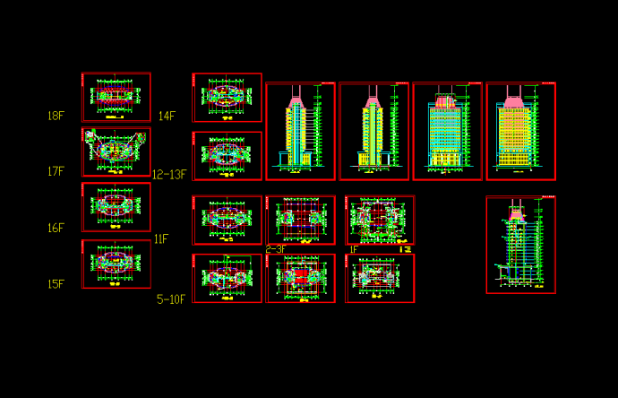 某十八层高层办公楼建筑设计cad方案图_图1