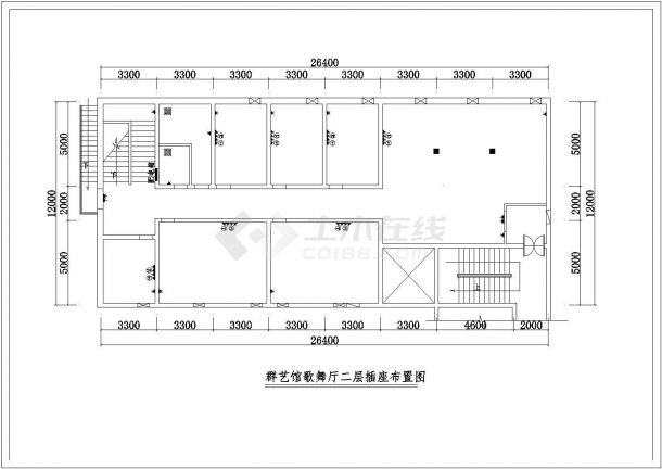 两层群艺馆歌舞厅KTV包房室内装修cad施工图-图二