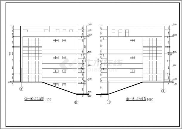 某市医院家属区教室及食堂建筑方案设计施工CAD图-图二