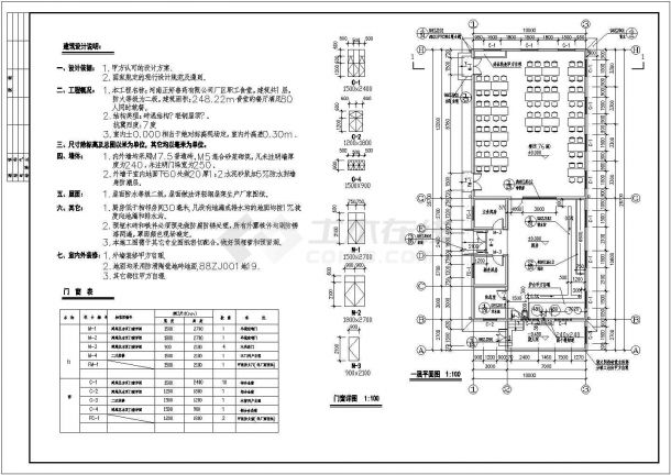 [河南]某工厂厂区职工食堂建筑cad施工设计图-图二
