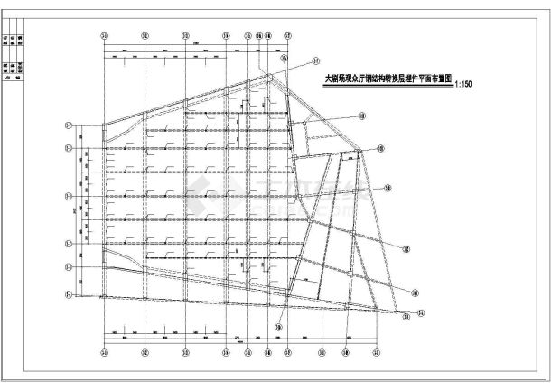 南京某大学活动中心舞台钢结构设计图-图一
