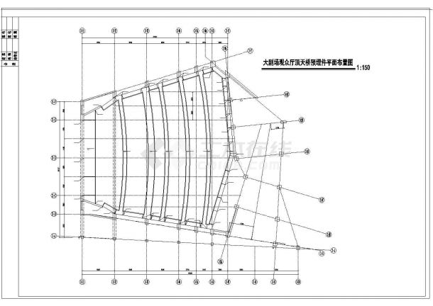 南京某大学活动中心舞台钢结构设计图-图二