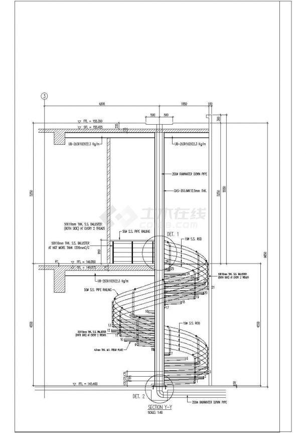 某钢结构圆形楼梯设计cad详细施工图-图一