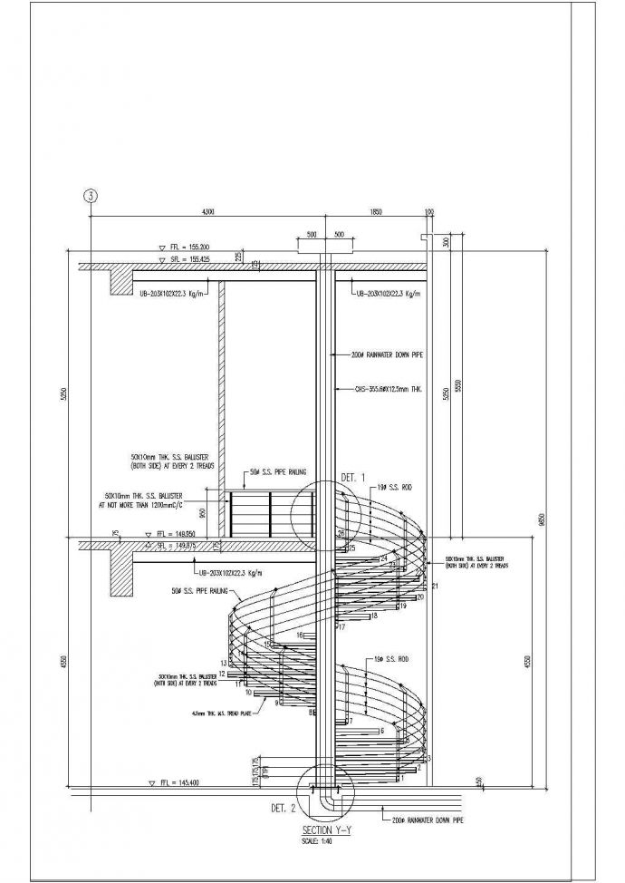 某钢结构圆形楼梯设计cad详细施工图_图1