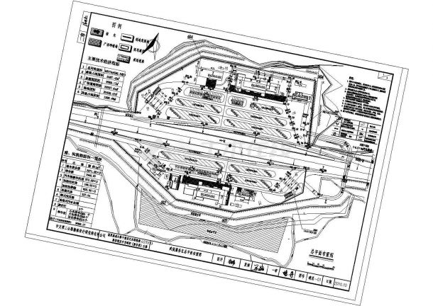 某高速公路服务区场内结构规划设计cad总平面图-图一