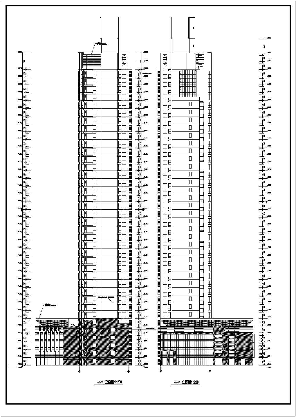 高层住宅楼建筑结构设计cad施工图