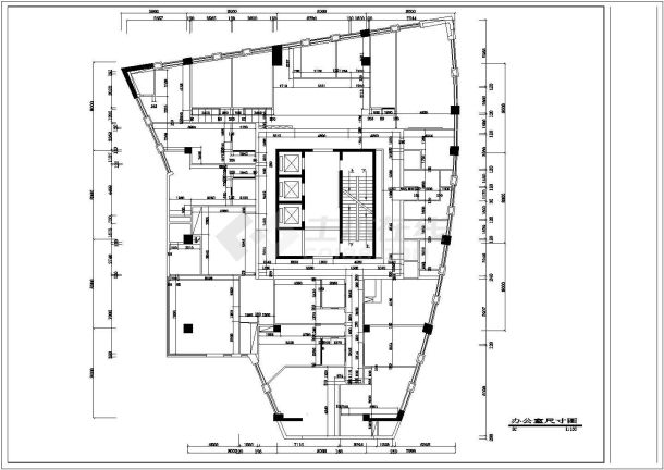 某办公大厦办公室室内装修cad平面图-图二
