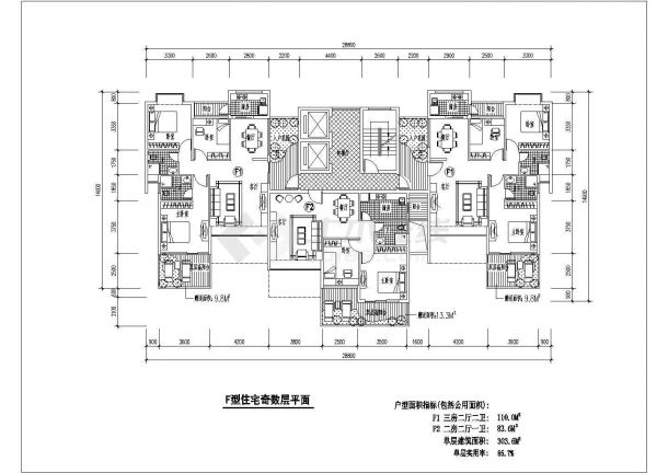 某小区E.F.I户型建筑平面图（共6张）-图二