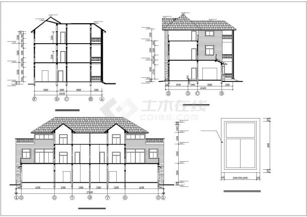 某市多层住宅楼建筑CAD平立面施工图纸-图二