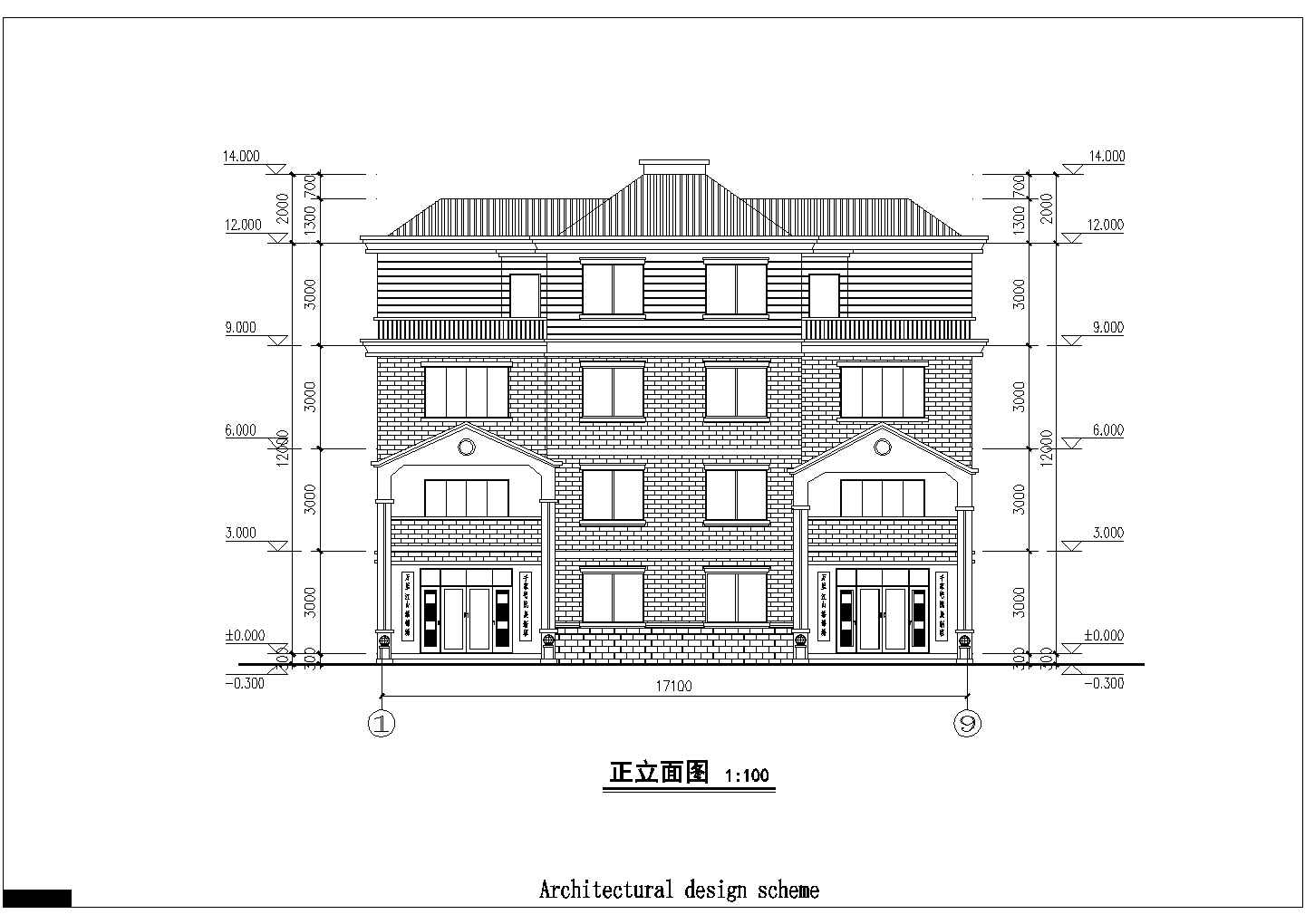 某农场四层别墅建筑设计图纸cad