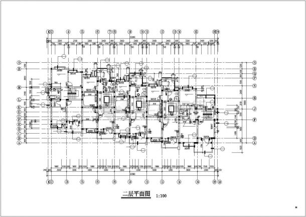 多层排房样板建筑CAD设计施工平面图纸-图二