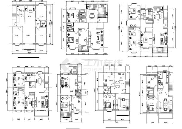 多种户型住宅方案建筑CAD施工设计图纸-图二