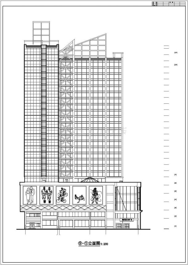 某高层商住一体综合楼建筑设计cad施工图-图二