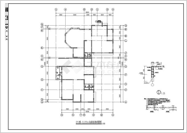 某小高层剪力墙住宅楼cad结构施工设计图纸-图一